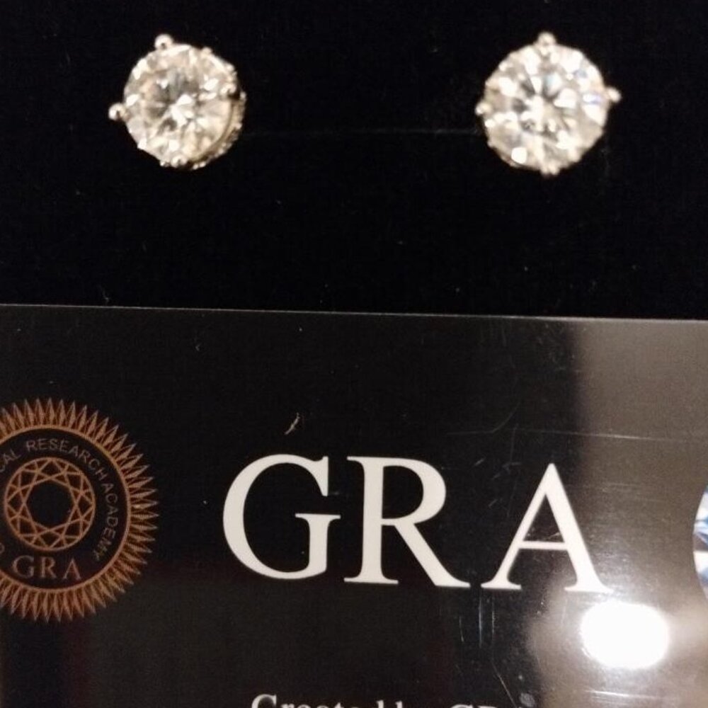1.00 CT ROUND CUT GRA MOISSANITE EARRINGS 14K SOLID SILVER STUDS SCREW-BACK